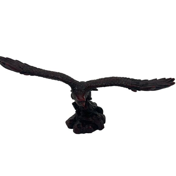 2 Vintage Red Resin Bird Eagle Sculptures Wings Spread - Picture 6 of 11